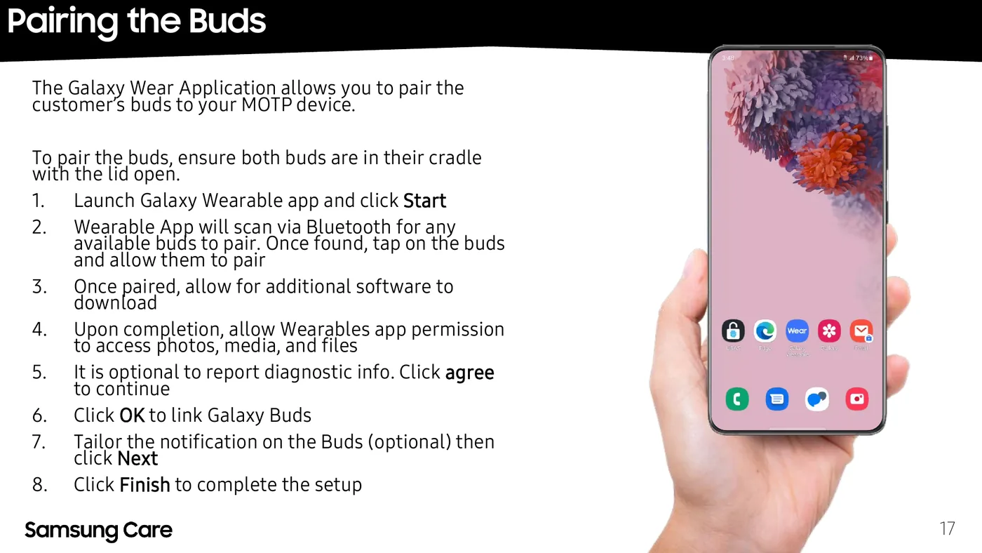 Galaxy Wearable app pairing screen on a Samsung phone